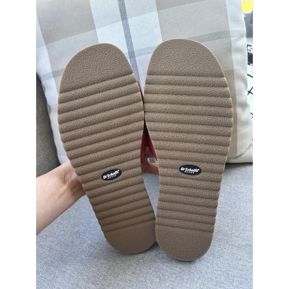 WOMEN'S RED/TAN DR. SCHOLL'S ICONIC SLIDE ON BEACH/POOL SANDAL SIZE 8.5 NWOT